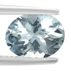 AQUAMARINE CHECKER CUT OVAL 10X8MM 2.25 Cts.