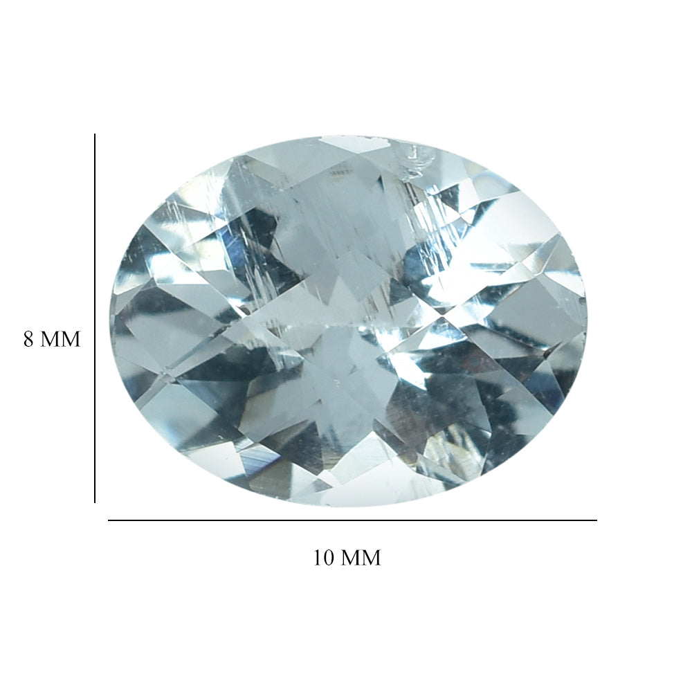 AQUAMARINE CHECKER CUT OVAL 10X8MM 2.25 Cts.