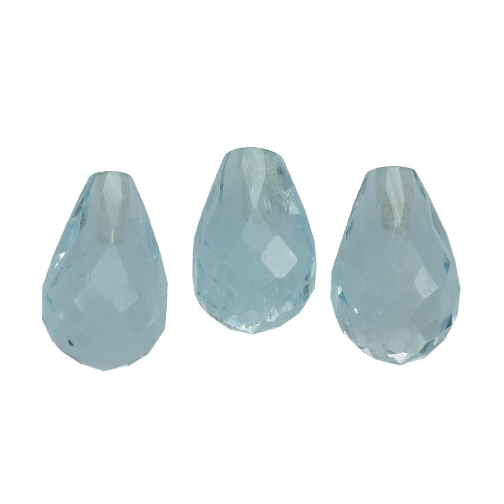 AQUAMARINE FACETED DROPS HALF DRIL 8X5MM 1.39 Cts.