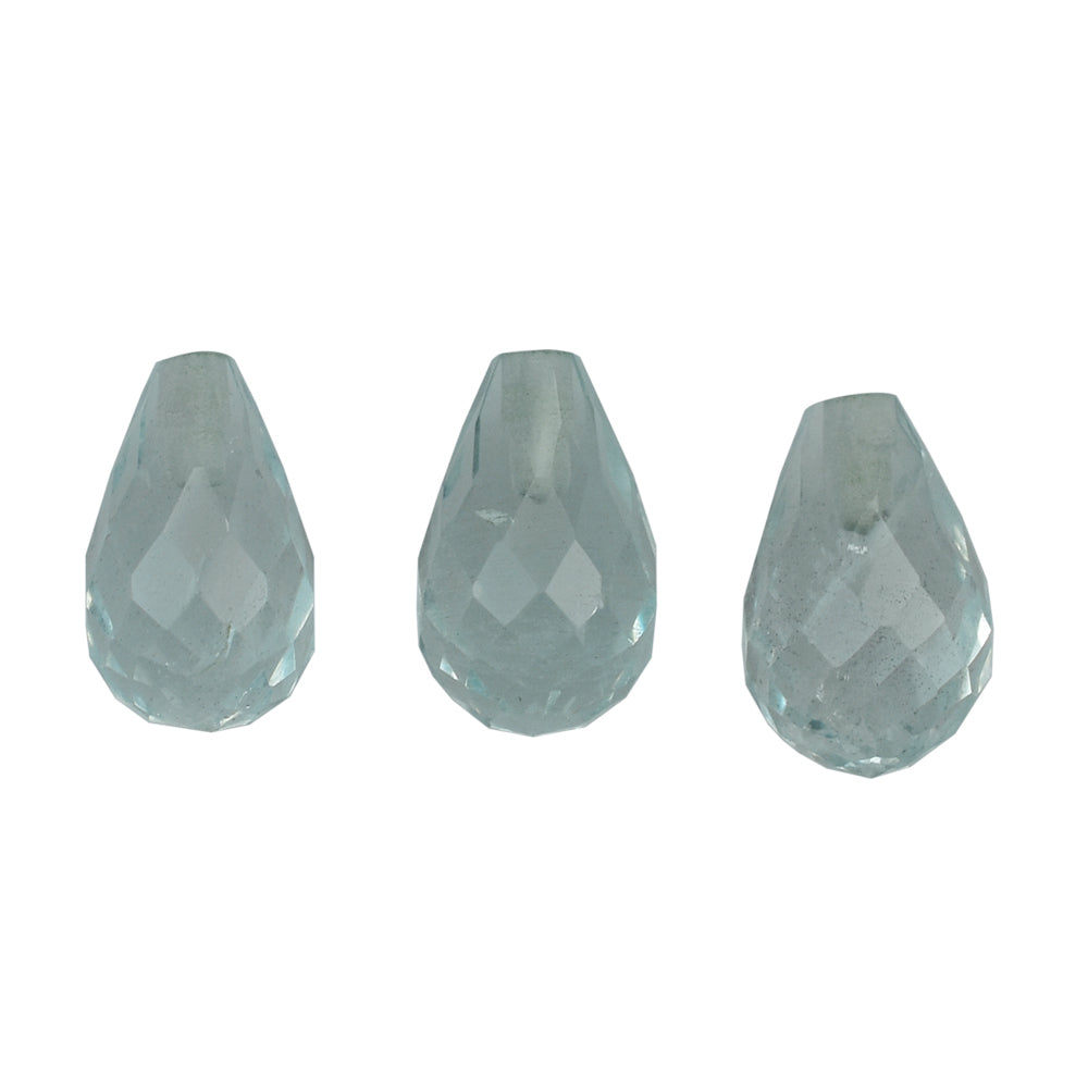 AQUAMARINE FACETED DROPS (HALF DRILL 0.80MM) (A+/SI) 8X5MM 1.35 Cts.