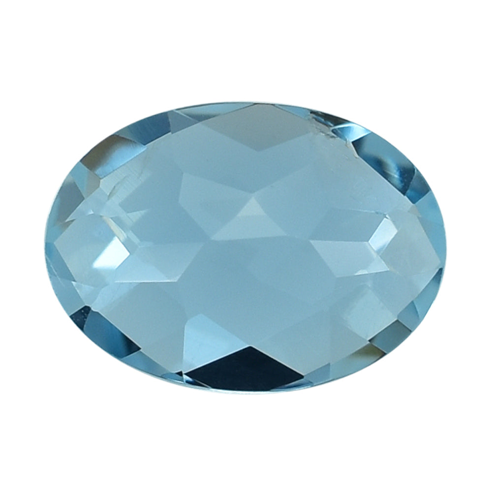 AQUAMARINE CHECKER CUT OVAL 7X5MM 0.70 Cts.
