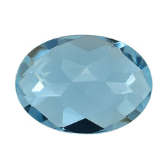 AQUAMARINE CHECKER CUT OVAL 7X5MM 0.70 Cts.
