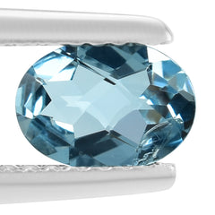 AQUAMARINE CHECKER CUT OVAL 7X5MM 0.70 Cts.