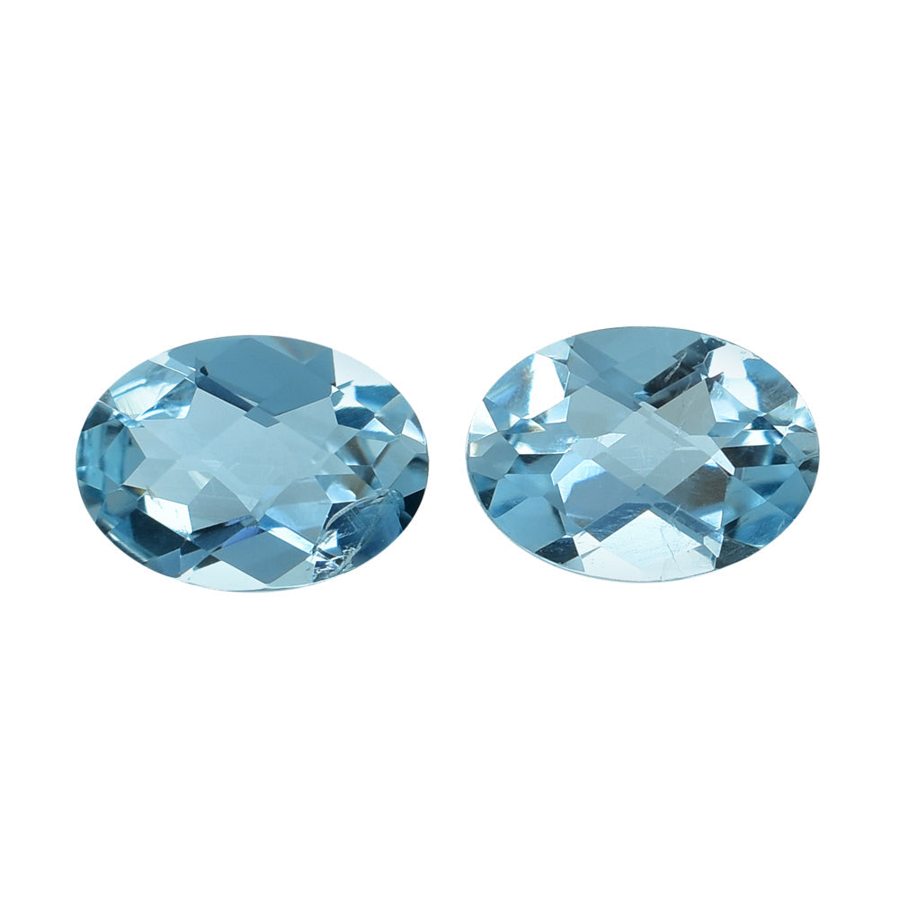 AQUAMARINE CHECKER CUT OVAL 7X5MM 0.70 Cts.