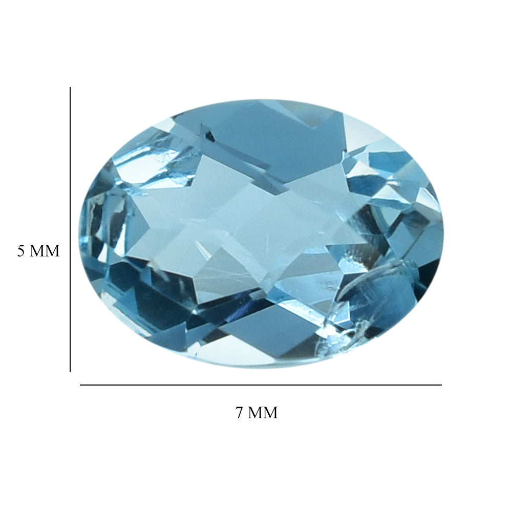 AQUAMARINE CHECKER CUT OVAL 7X5MM 0.70 Cts.