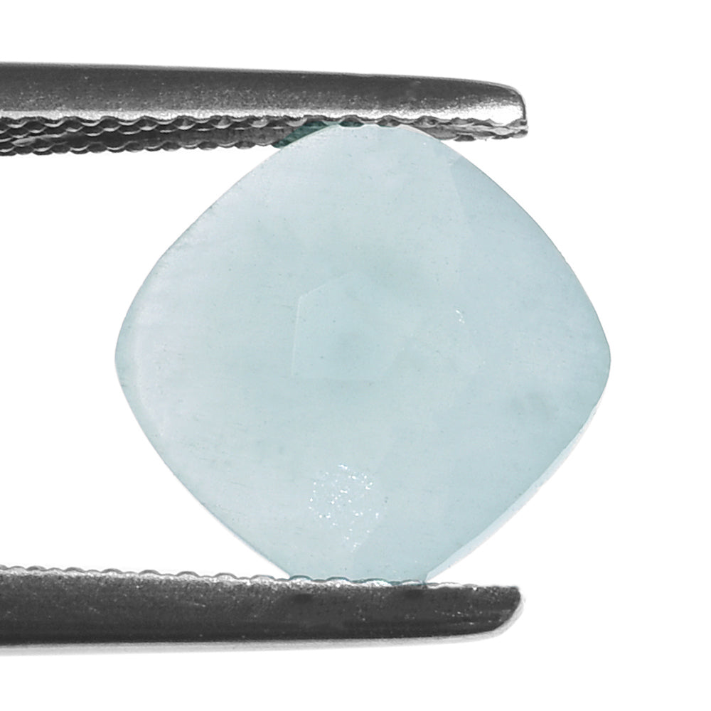 MILKY AQUAMARINE BUFFTOP IRREGULAR FACETED BACK CUSHION (FULL DRILL) 10MM 2.90 Cts.