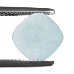 MILKY AQUAMARINE BUFFTOP IRREGULAR FACETED BACK CUSHION (FULL DRILL) 10MM 2.90 Cts.