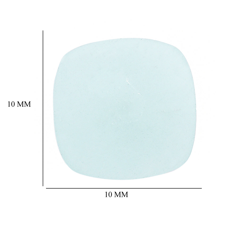 MILKY AQUAMARINE BUFFTOP IRREGULAR FACETED BACK CUSHION (FULL DRILL) 10MM 2.90 Cts.