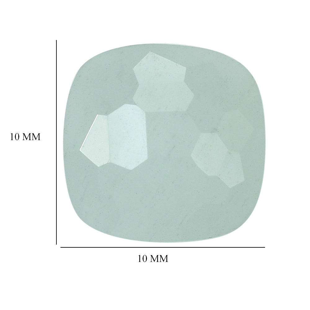 MILKY AQUAMARINE IRREGULAR CUT CUSHION CAB (HALF DRILL) 10MM 3.07Cts.
