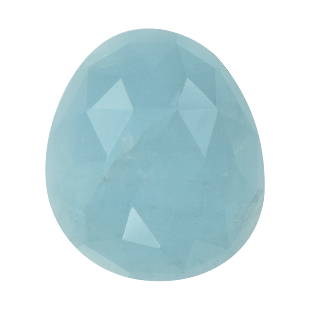 MILKY AQUAMARINE ROSE CUT IRREGULAR PEAR CAB (A) 13X11MM 5.08 Cts.