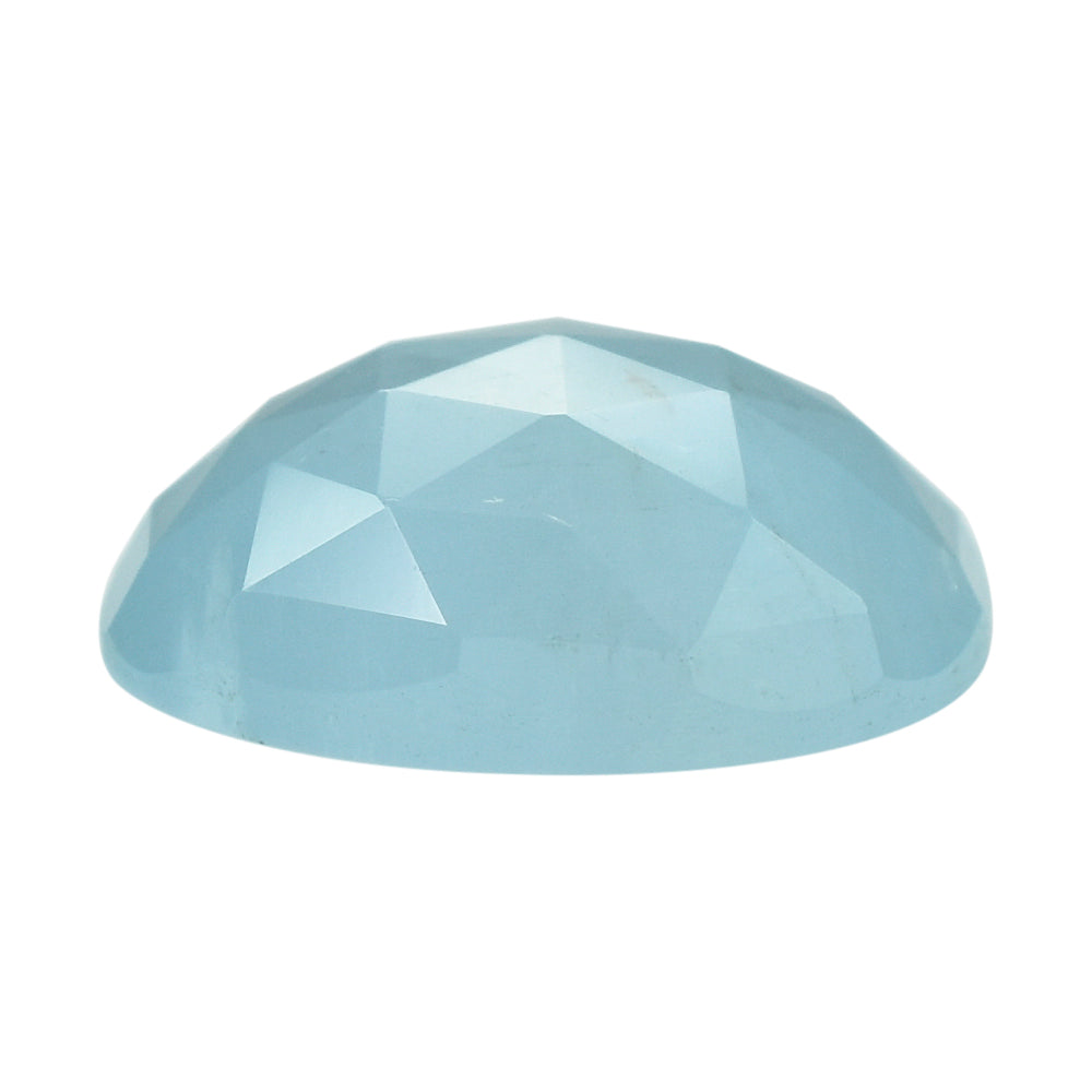 MILKY AQUAMARINE ROSE CUT IRREGULAR PEAR CAB (A) 13X11MM 5.08 Cts.