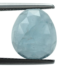 MILKY AQUAMARINE ROSE CUT IRREGULAR PEAR CAB (A) 13X11MM 5.08 Cts.