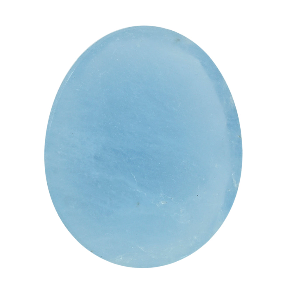 MILKY AQUAMARINE ROSE CUT IRREGULAR OVAL CAB (AA) 20X16MM 9.02 Cts.