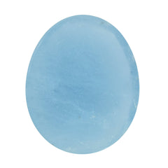 MILKY AQUAMARINE ROSE CUT IRREGULAR OVAL CAB (AA) 20X16MM 9.02 Cts.
