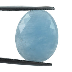 MILKY AQUAMARINE ROSE CUT IRREGULAR OVAL CAB (AA) 20X16MM 9.02 Cts.
