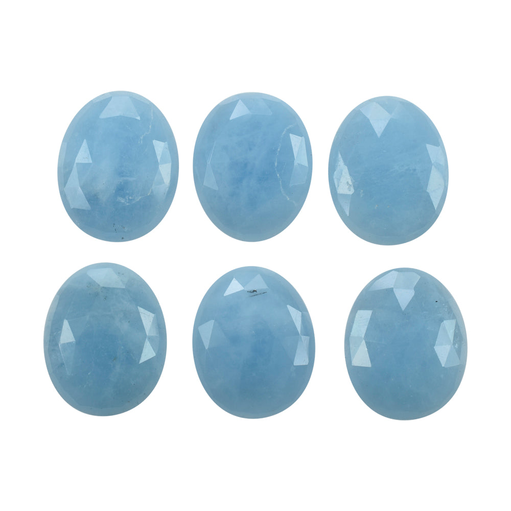 MILKY AQUAMARINE ROSE CUT IRREGULAR OVAL CAB (AA) 20X16MM 9.02 Cts.