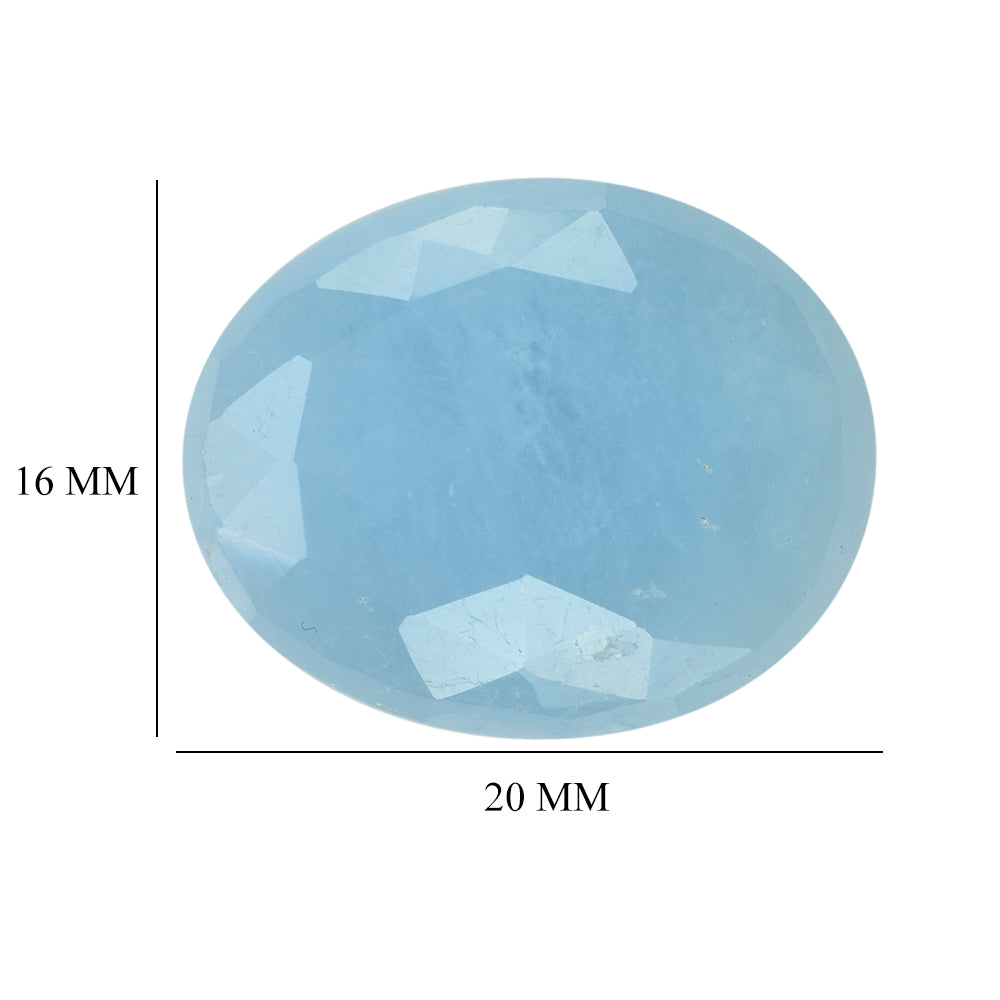 MILKY AQUAMARINE ROSE CUT IRREGULAR OVAL CAB (AA) 20X16MM 9.02 Cts.