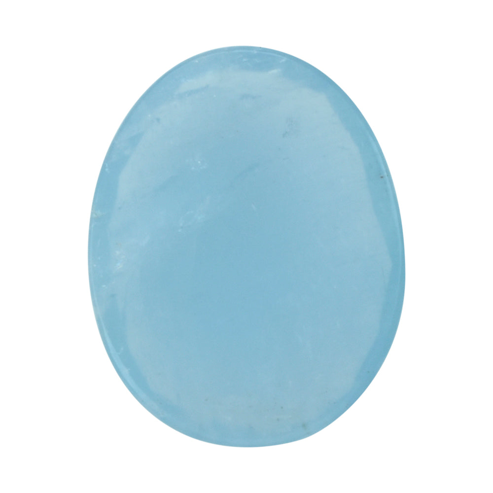 MILKY AQUAMARINE ROSE CUT IRREGULAR OVAL CAB (AA) 20X16MM 9.17 Cts.