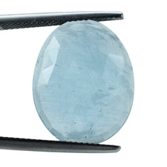 MILKY AQUAMARINE ROSE CUT IRREGULAR OVAL CAB (AA) 20X16MM 9.17 Cts.