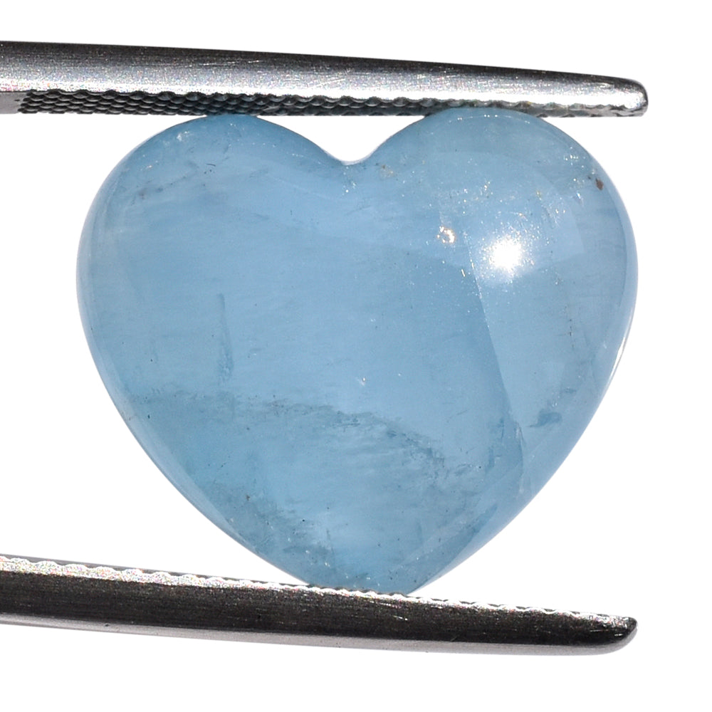 MILKY AQUAMARINE PLAIN LENTIL HEART (AA-AAA/MILKY) 17.50X15.50 MM 13.37 Cts.