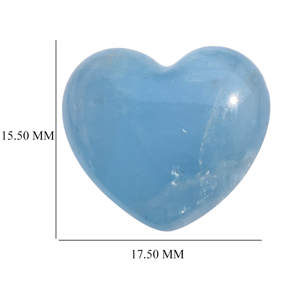 MILKY AQUAMARINE PLAIN LENTIL HEART (AA-AAA/MILKY) 17.50X15.50 MM 13.37 Cts.