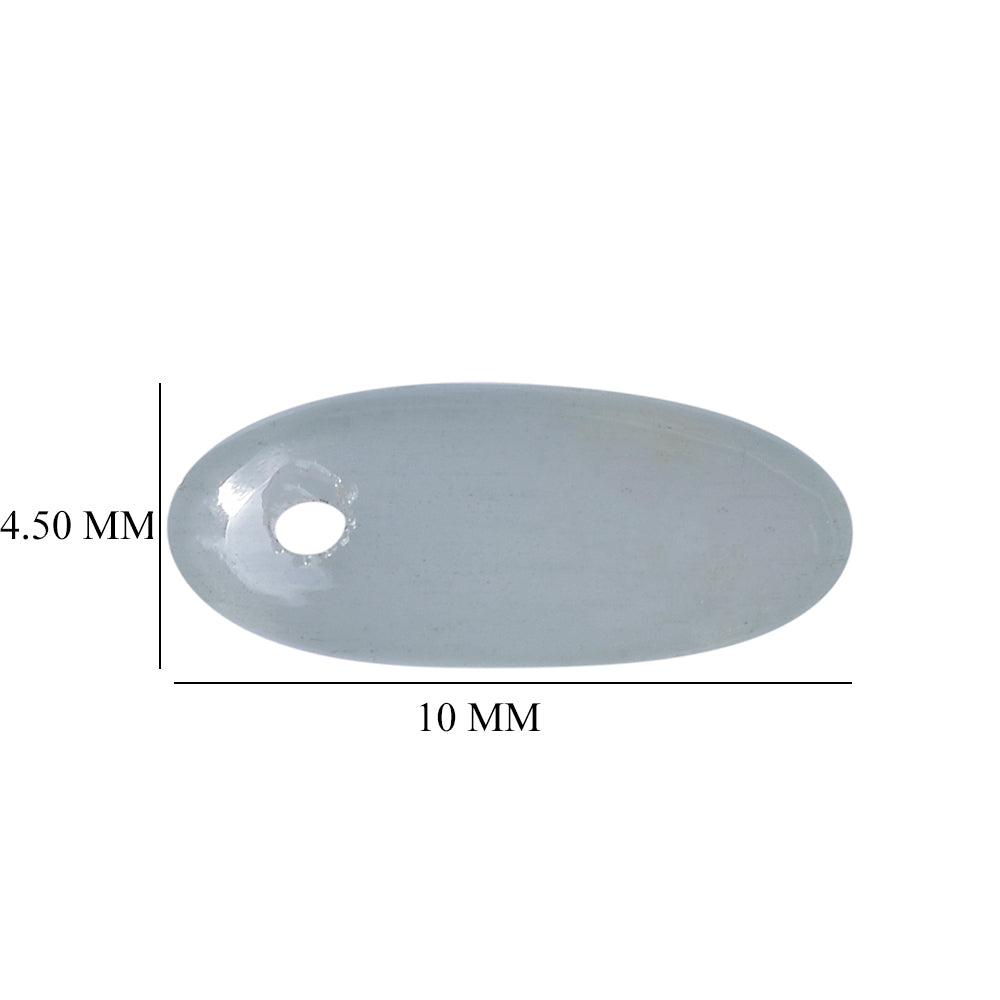 MILKY AQUAMARINE LENTIL OVAL (FULL DRILL) 10X4.50MM 0.94 Cts.