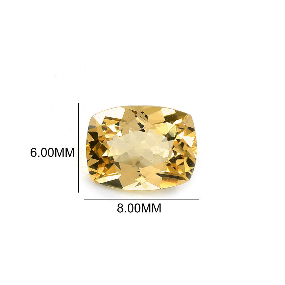 AQUAMARINE YELLOW CUT (DARK/CLEAN) CUSHION 8.00X6.00 MM 1.40 Cts.
