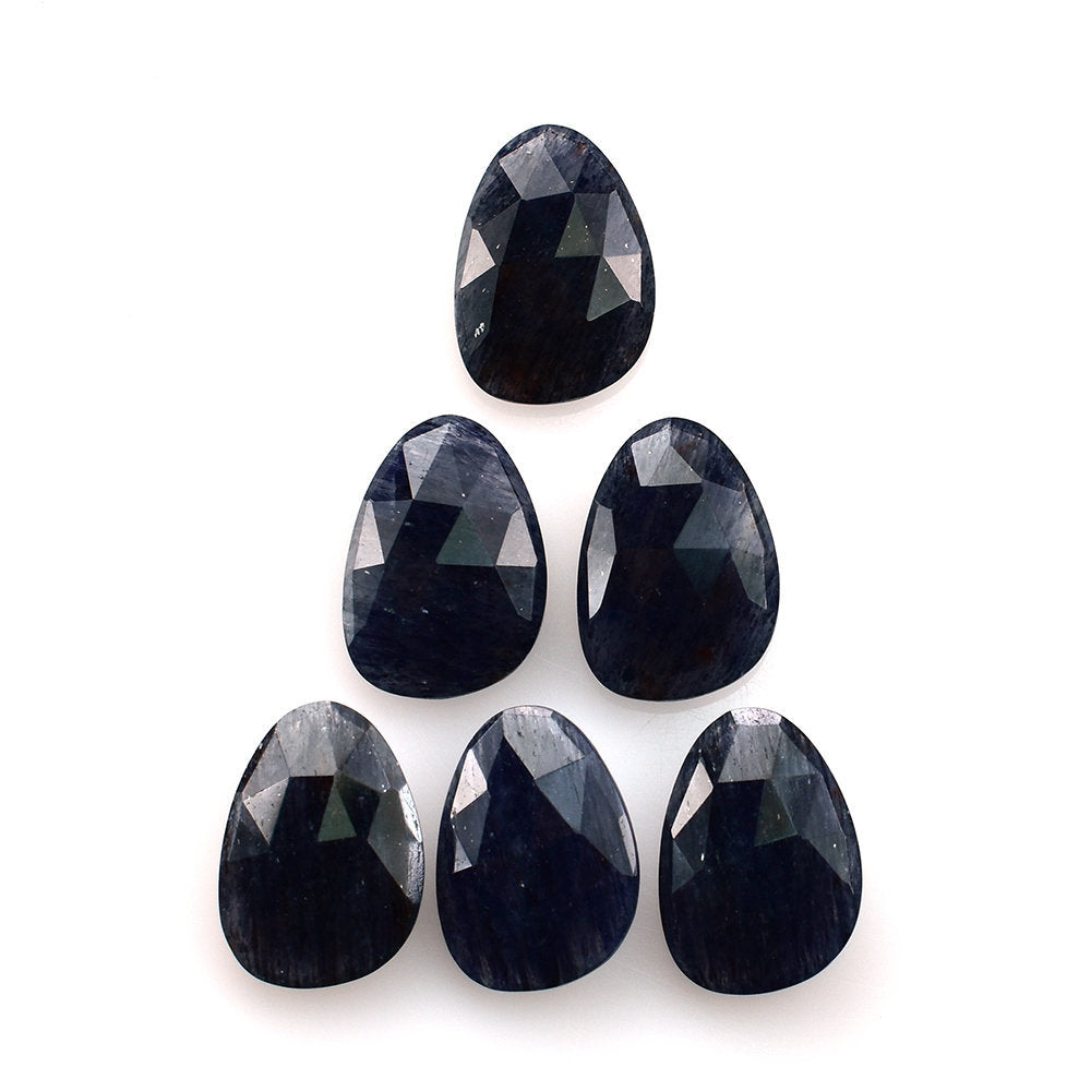 BLUE AVENTURINE ROSE CUT BRIOLETTE PEARISH 14X10MM 3.72 Cts.