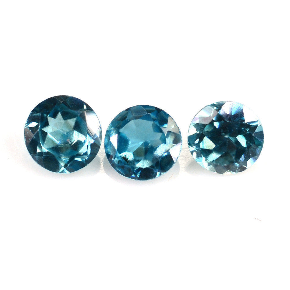 NATURAL BLUE ZIRCON CUT ROUND 4MM 0.38 Cts.