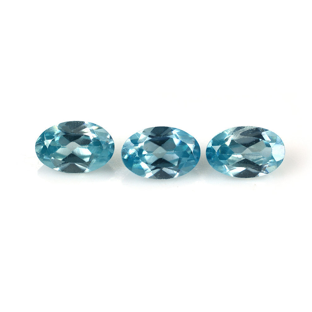 NATURAL BLUE ZIRCON CUT OVAL 6X4MM 0.63 Cts.