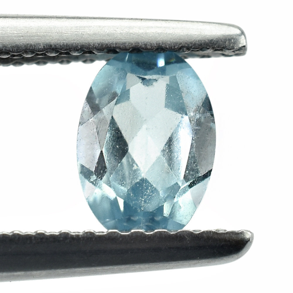 NATURAL BLUE ZIRCON CUT OVAL 7X5MM 1.08 Cts.