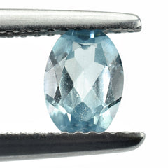 NATURAL BLUE ZIRCON CUT OVAL 7X5MM 1.08 Cts.