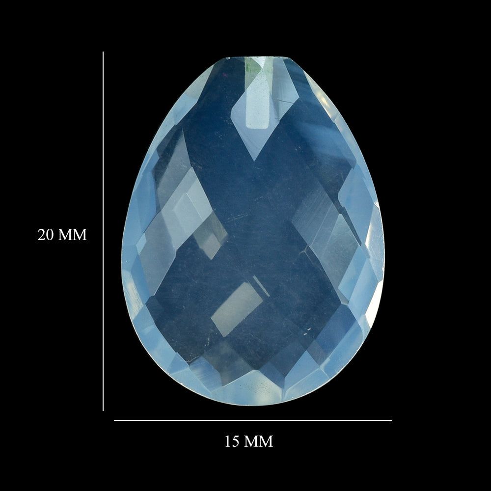 BLUE MOON QUARTZ BRIOLETTE PEAR (HALF DRILL) 20X15MM 11.70 Cts.