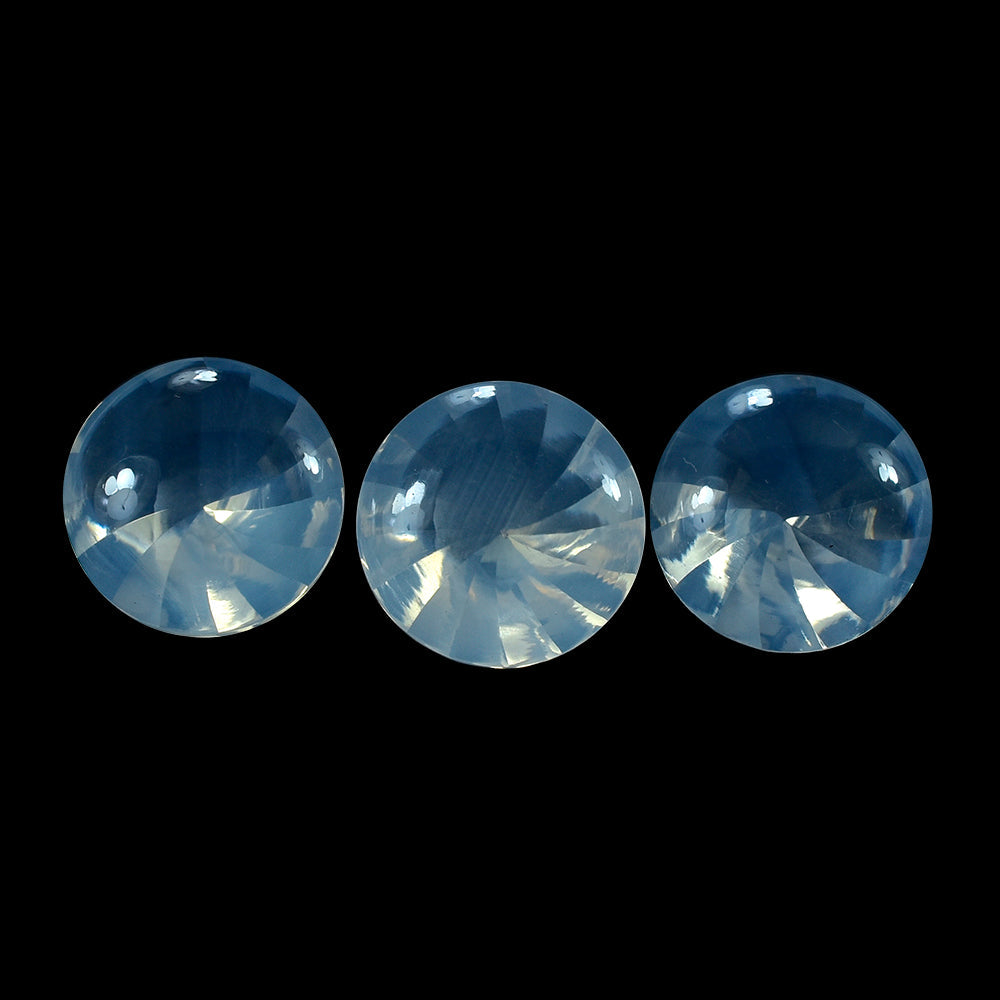 BLUE MOON QUARTZ BUFFTOP ROUND WITH TWISTED CONCAVE 15MM 9.48 Cts.