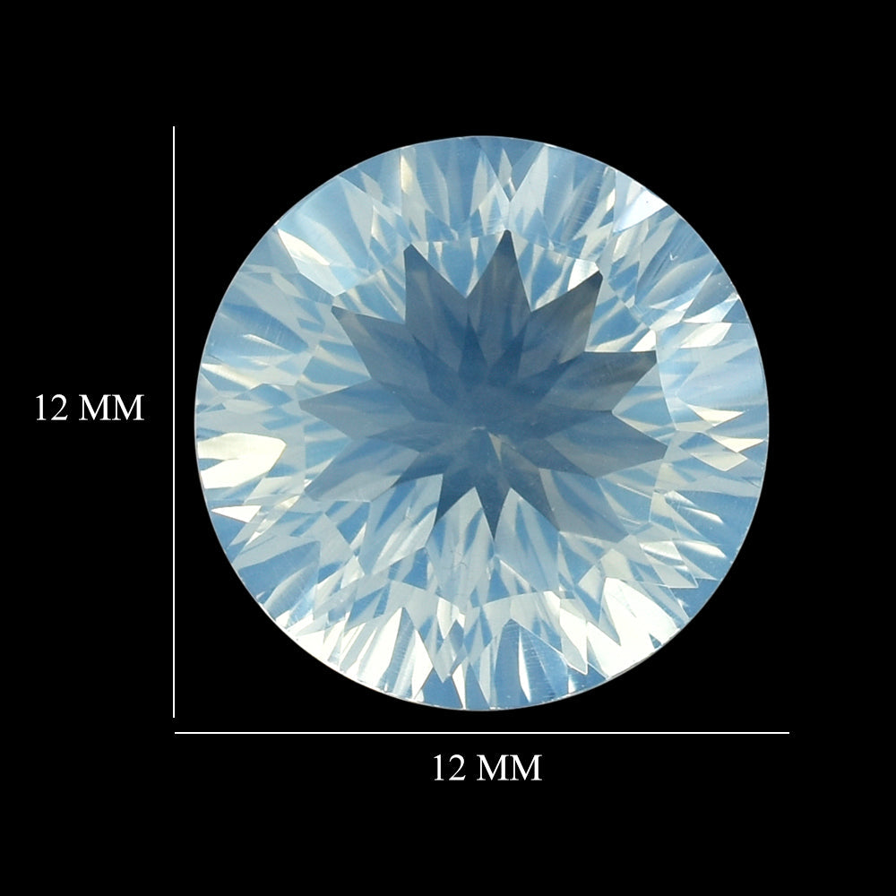 BLUE MOON QUARTZ CONCAVE CUT ROUND 12MM 5.71 Cts.