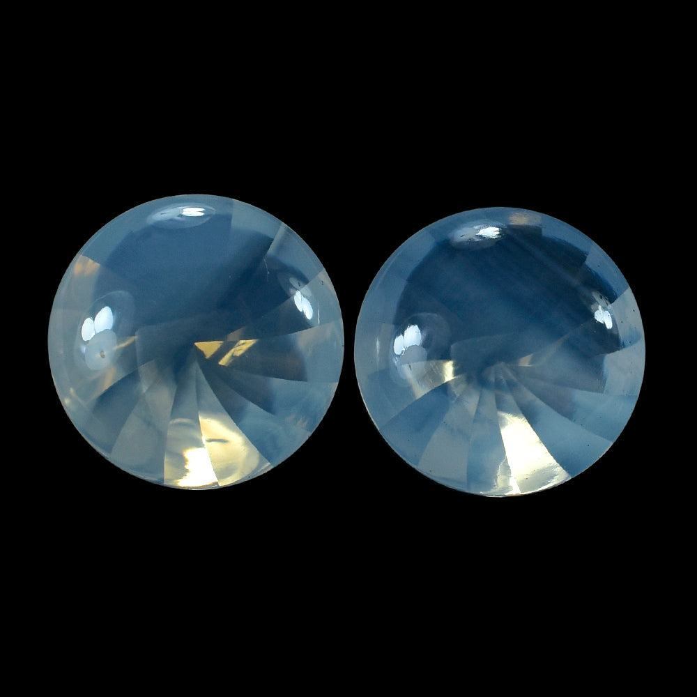 BLUE MOON QUARTZ BUFFTOP ROUND WITH TWISTED CONCAVE 15MM 9.88 Cts.