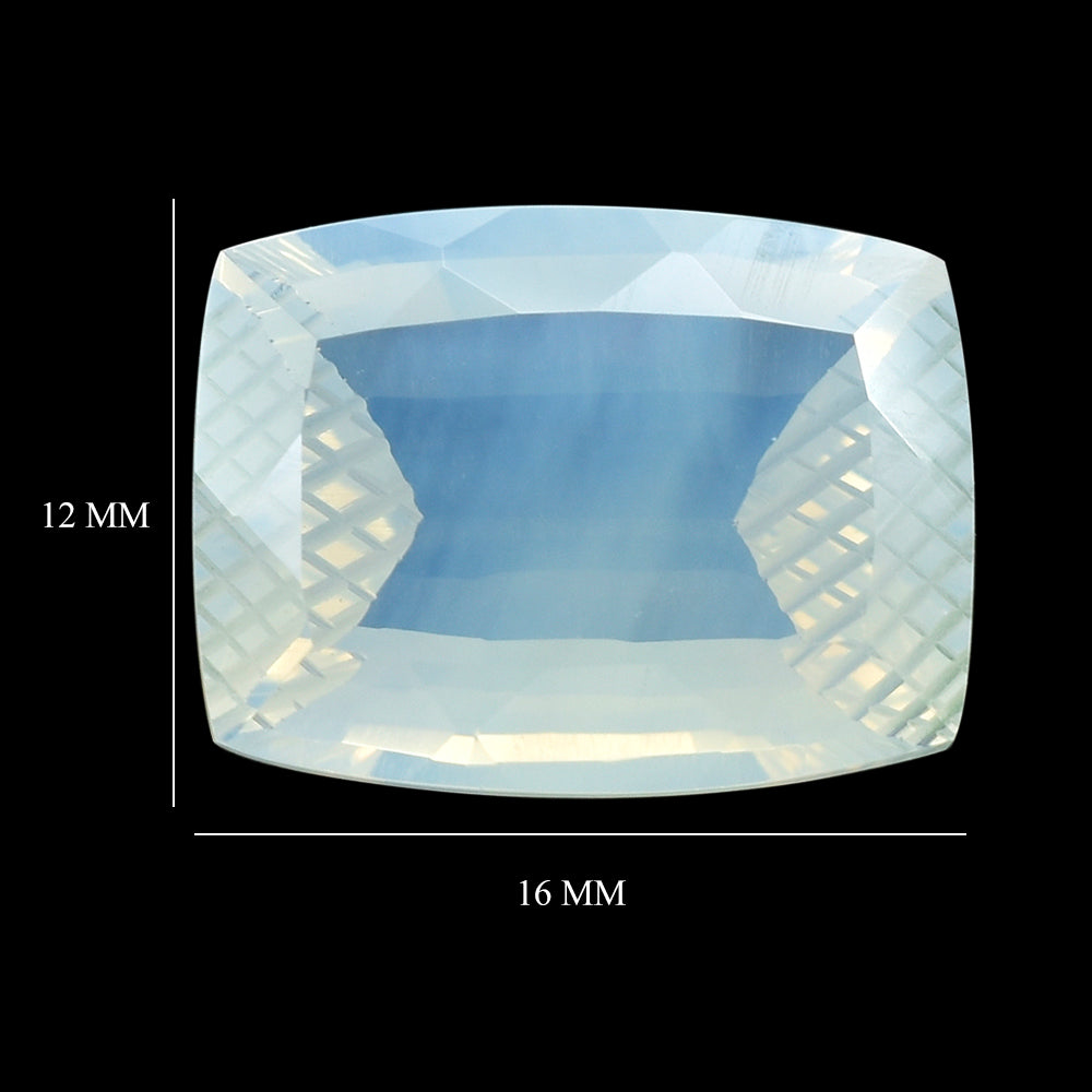 BLUE MOON QUARTZ CUSHION STEP CUT WITH CALVED SIDES (1ST) 16X12MM 10.26 Cts.