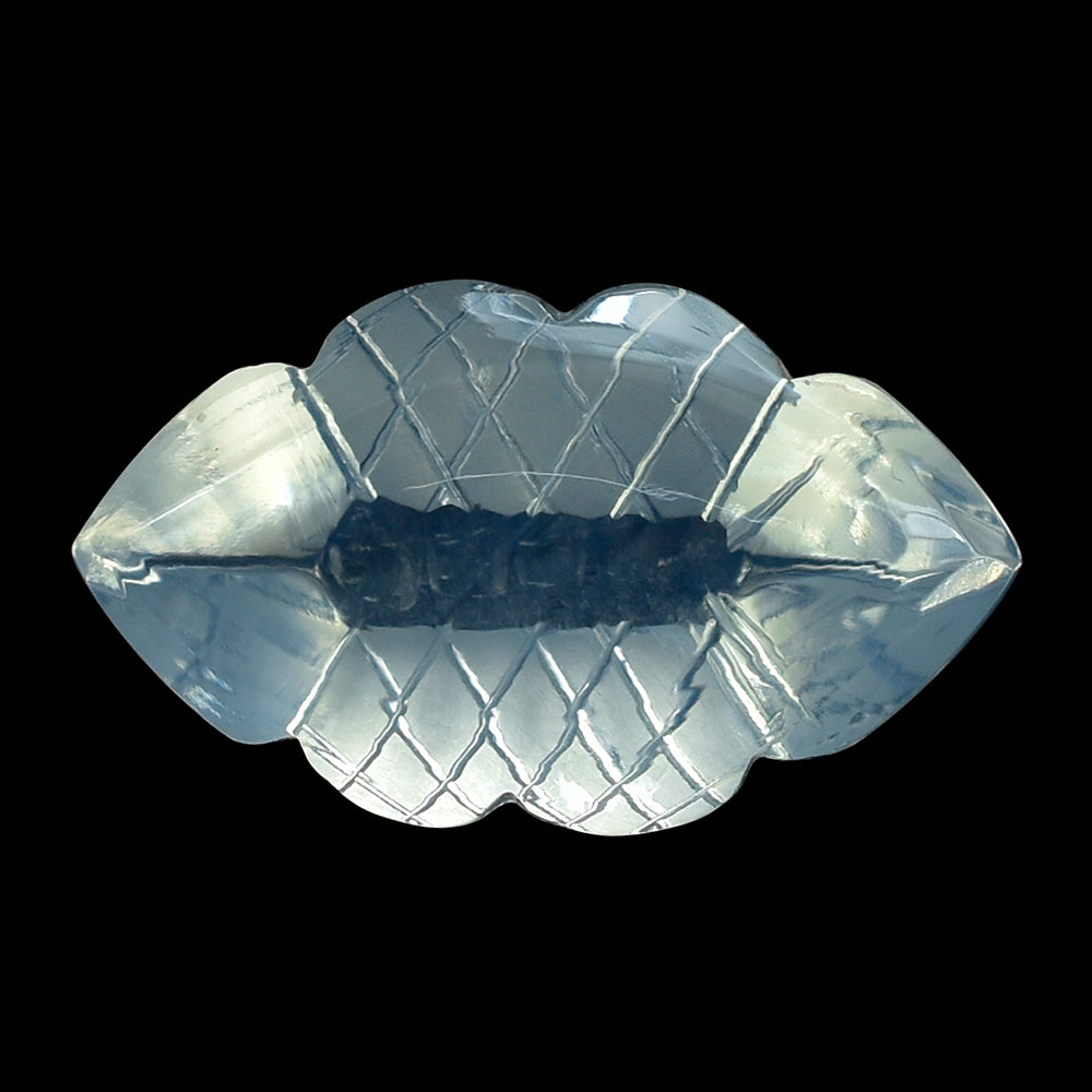 BLUE MOON QUARTZ BUFFTOP FISH CARVED BACK MARQUISE 20X11.50MM 9.90 Cts.