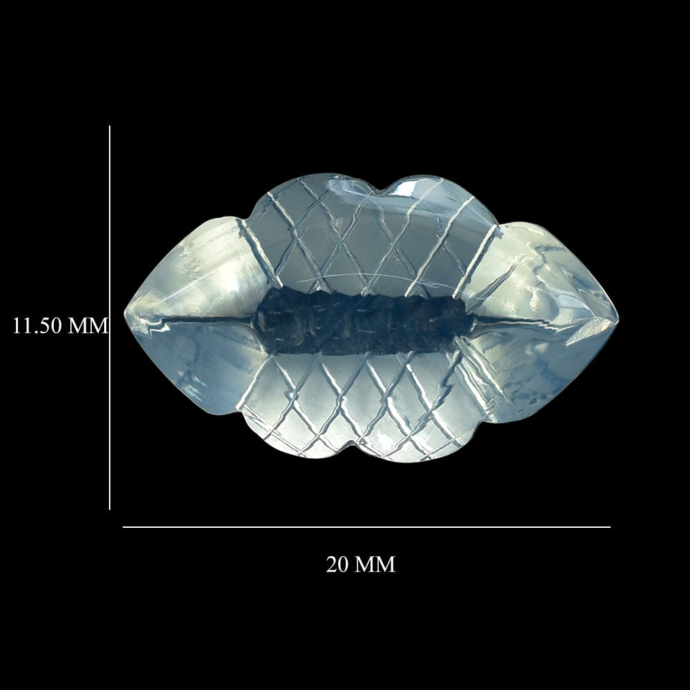 BLUE MOON QUARTZ BUFFTOP FISH CARVED BACK MARQUISE 20X11.50MM 9.90 Cts.