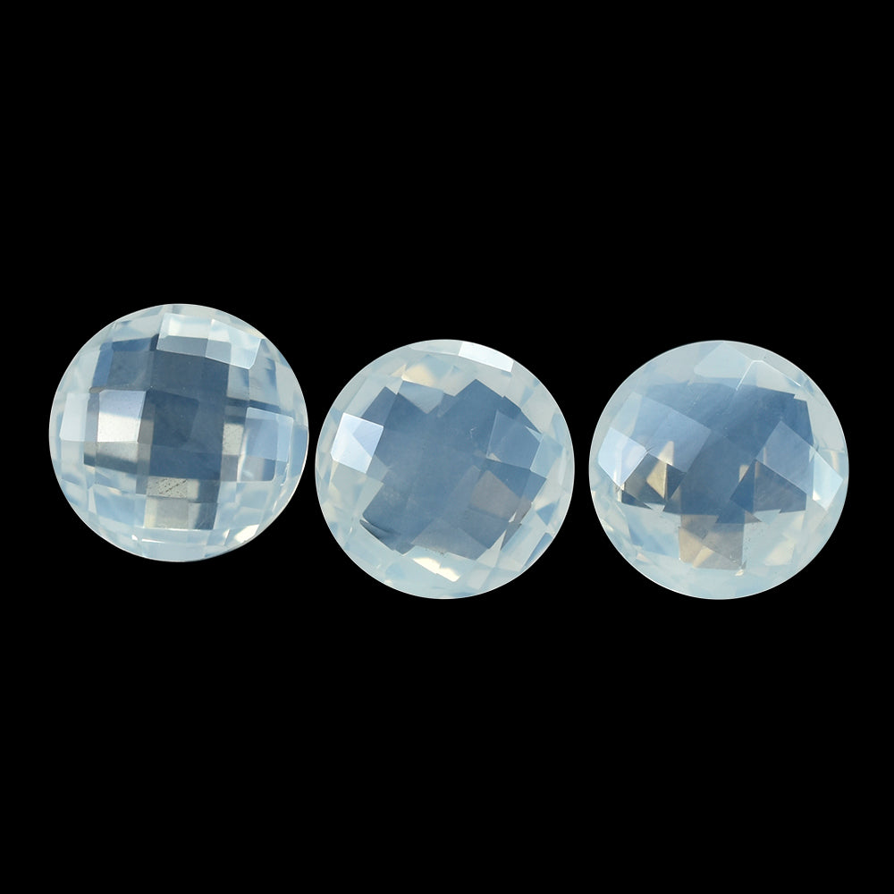 BLUE MOON QUARTZ CHESS CUT BRIOLETTE ROUND (1ST) 12MM 6.56 Cts.