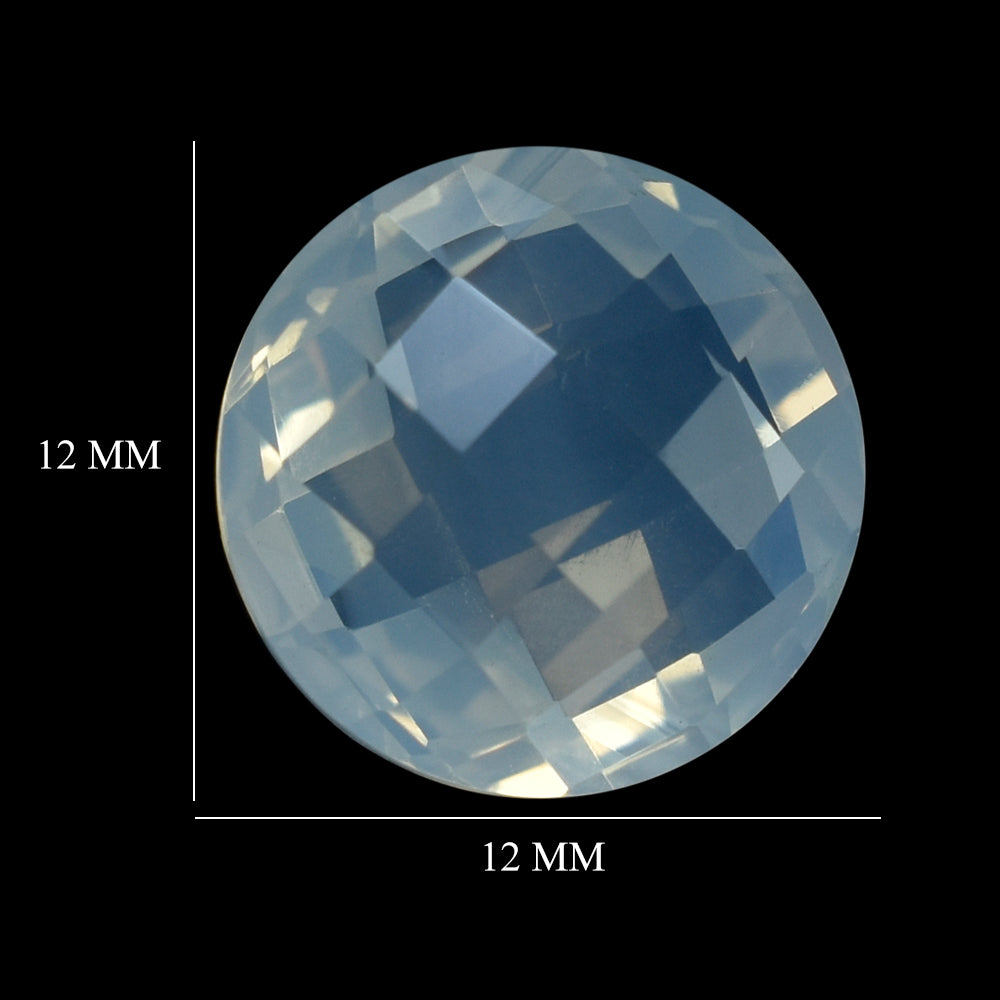 BLUE MOON QUARTZ CHESS CUT BRIOLETTE ROUND (1ST) 12MM 6.56 Cts.