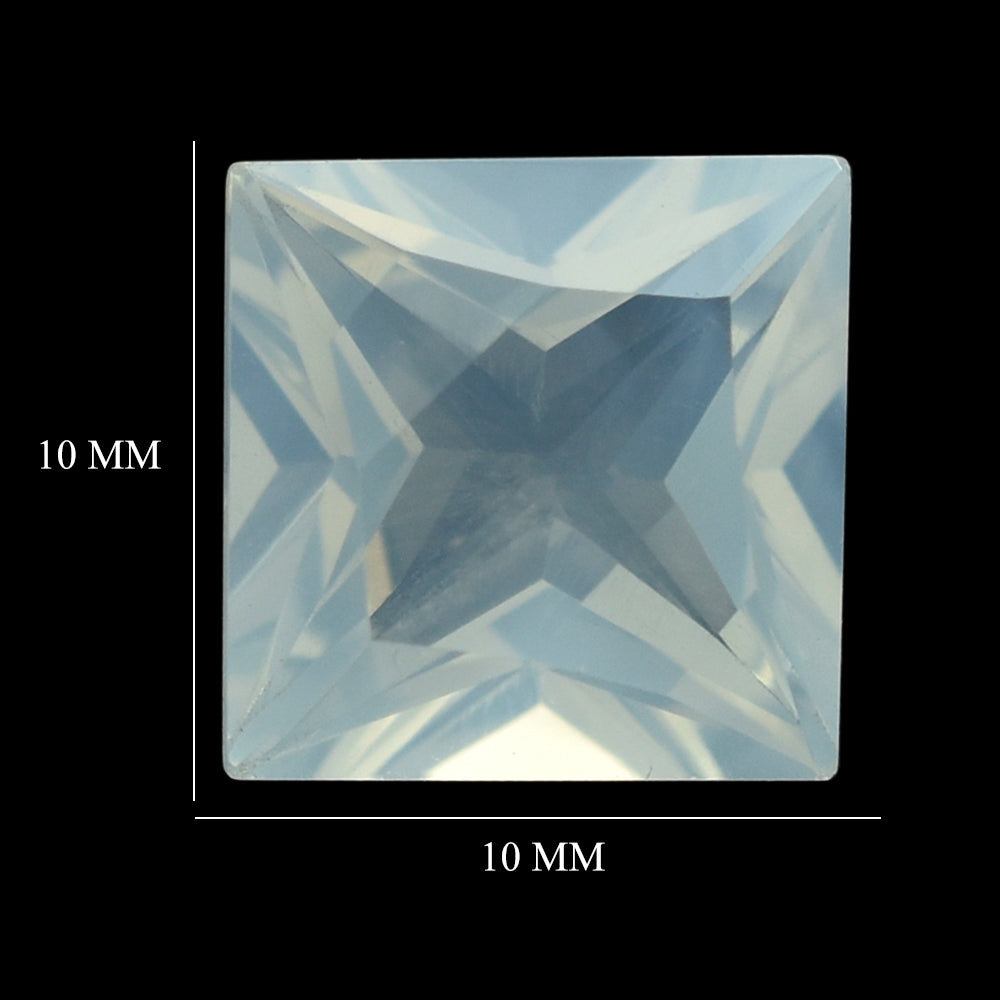 BLUE MOON QUARTZ FANCY CUT TABLE WITH PRINCESS CUT BACK SQUARE (1ST) 10MM  4.39 Cts.
