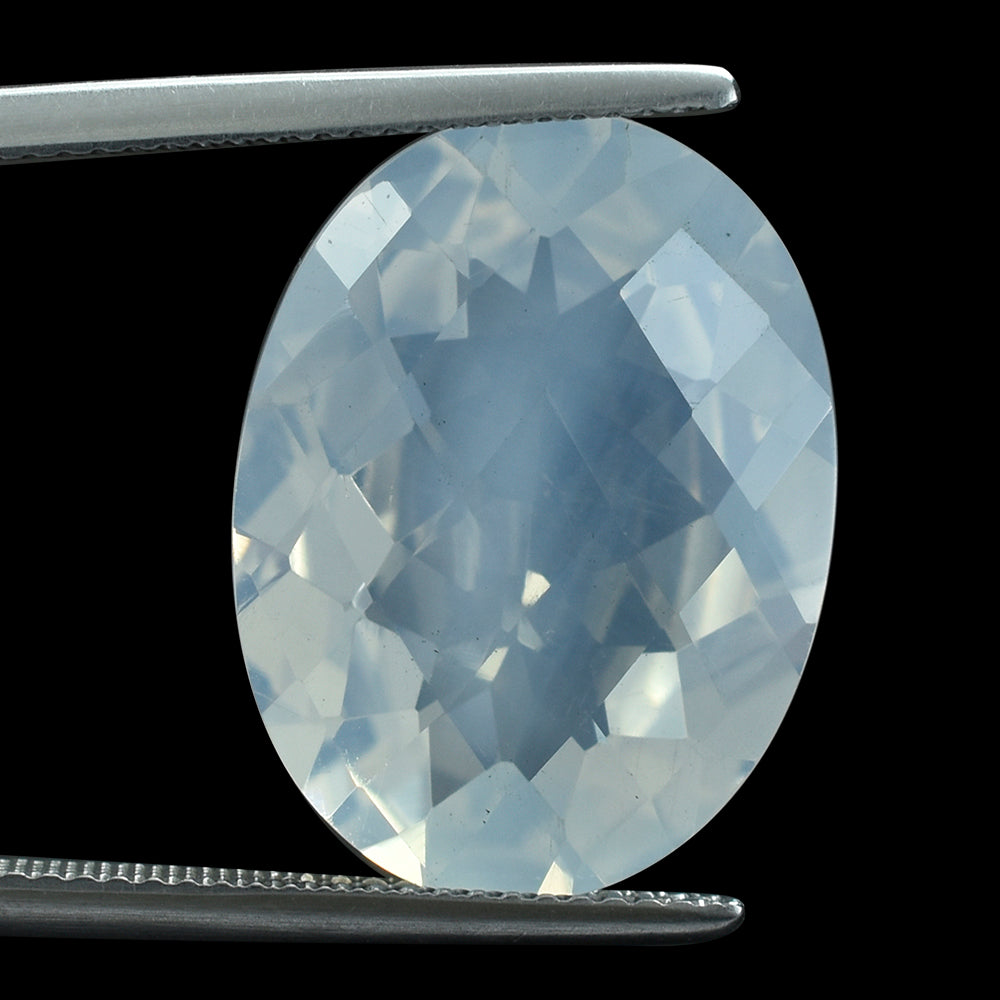 BLUE MOON QUARTZ CHECKER CUT OVAL (1ST) 20X15MM  13.77 Cts.