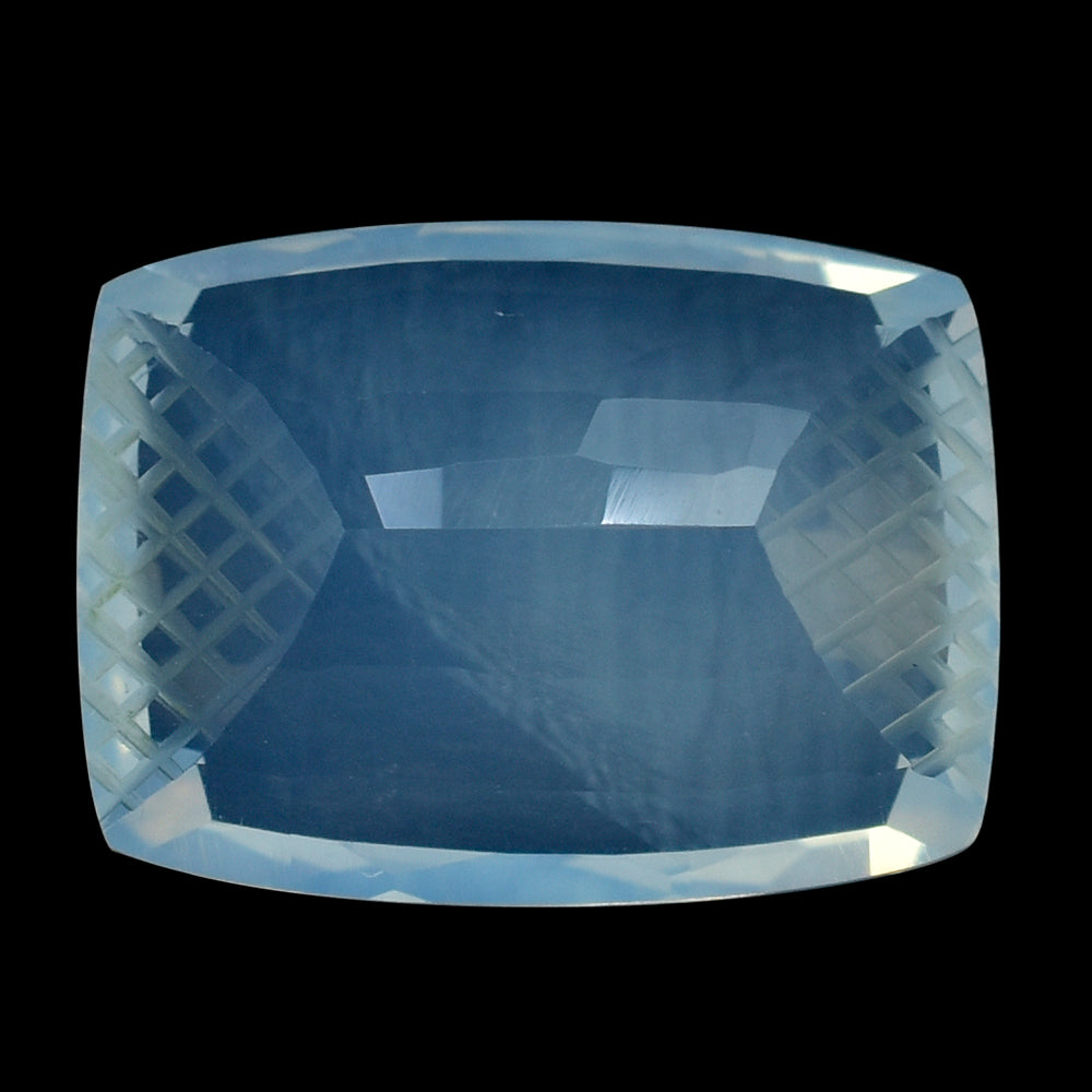 BLUE MOON QUARTZ CUSHION STEP CUT WITH CARVED SIDES (DES#78) 16X12MM 9.98 Cts.