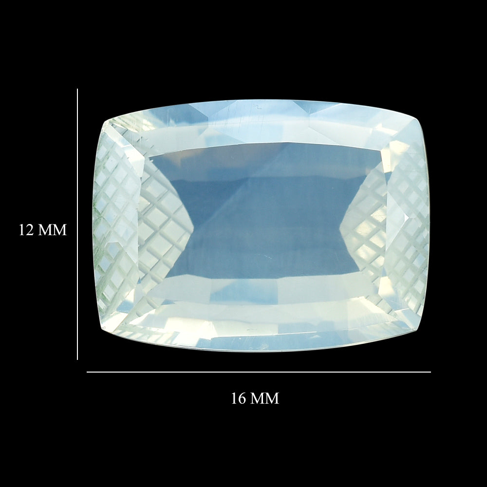 BLUE MOON QUARTZ CUSHION STEP CUT WITH CARVED SIDES (DES#78) 16X12MM 9.98 Cts.