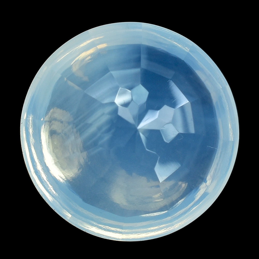 BLUE MOON QUARTZ BUFFTOP CONCAVE STEP CUT BACK ROUND (DES#47) 15MM 11.95 Cts.