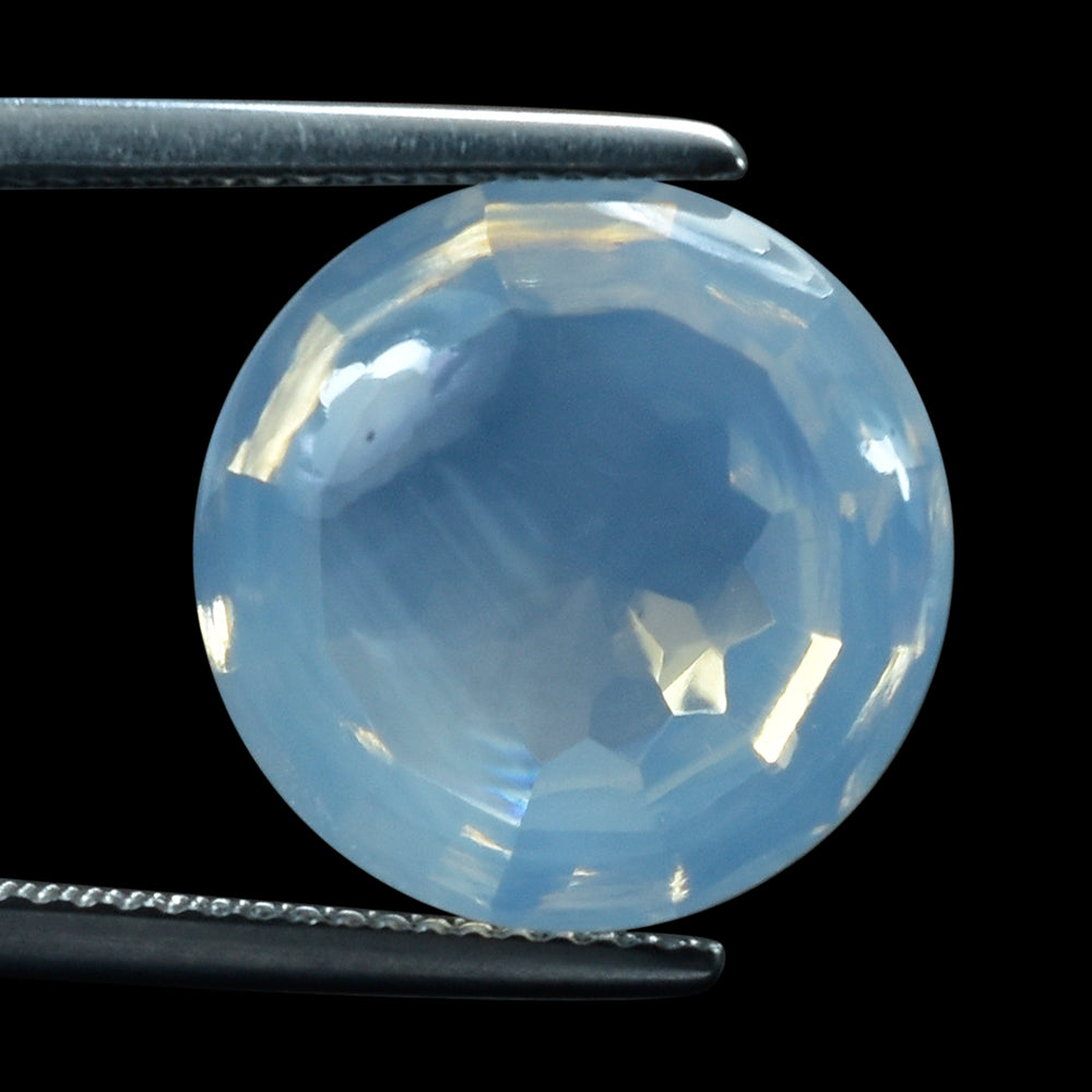 BLUE MOON QUARTZ BUFFTOP CONCAVE STEP CUT BACK ROUND (DES#47) 15MM 11.95 Cts.