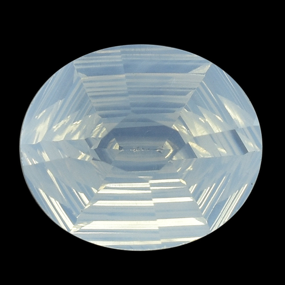 BLUE MOON QUARTZ SWIRL CUT HEXAGON CONCAVE OVAL (DES#76) 14X12MM 6.41 Cts.