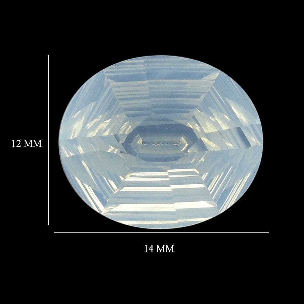 BLUE MOON QUARTZ SWIRL CUT HEXAGON CONCAVE OVAL (DES#76) 14X12MM 6.41 Cts.