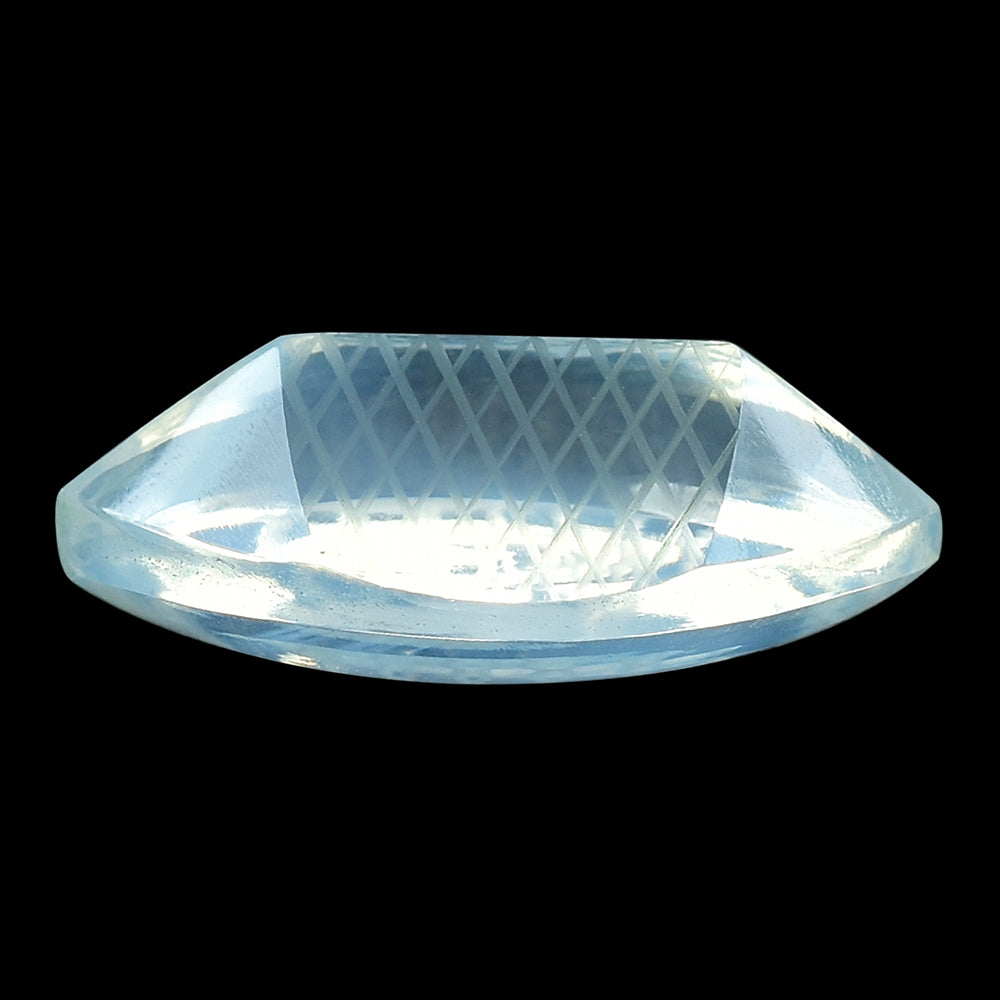 BLUE MOON QUARTZ BUFFTOP CARVED NET BACK MARQUISE (DES#104) 20X12MM 10.35 Cts.